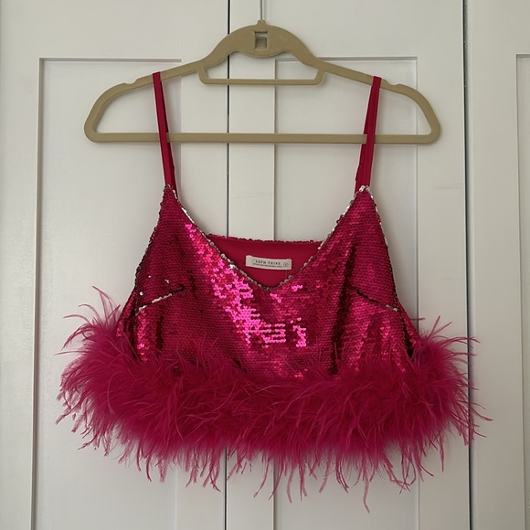 Sequin & Feather Crop Top - Picture 3 of 4